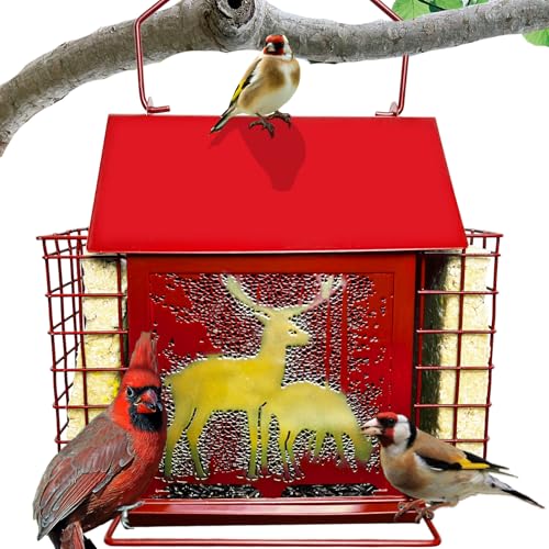 Bird Feeders for Outdoors, 6.5lb Large Capacity, Heavy Duty Metal Bird Feeder, Supports Cardinal, Finch, Blue Jay and Wild Birds(Green)