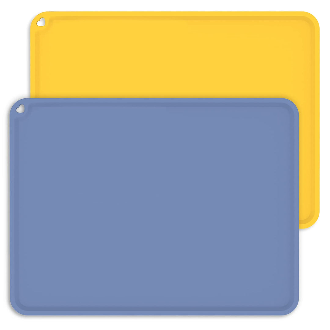 Toddler Silicone Placemat,Kids Placemat for Dining Table Toddlers Food Mats at Restaurants Suction,Silicone Baby Placemats Travel Kids Eating Mats Non Slip,Washable,Durable,2 Pack (Pink,Yellow)