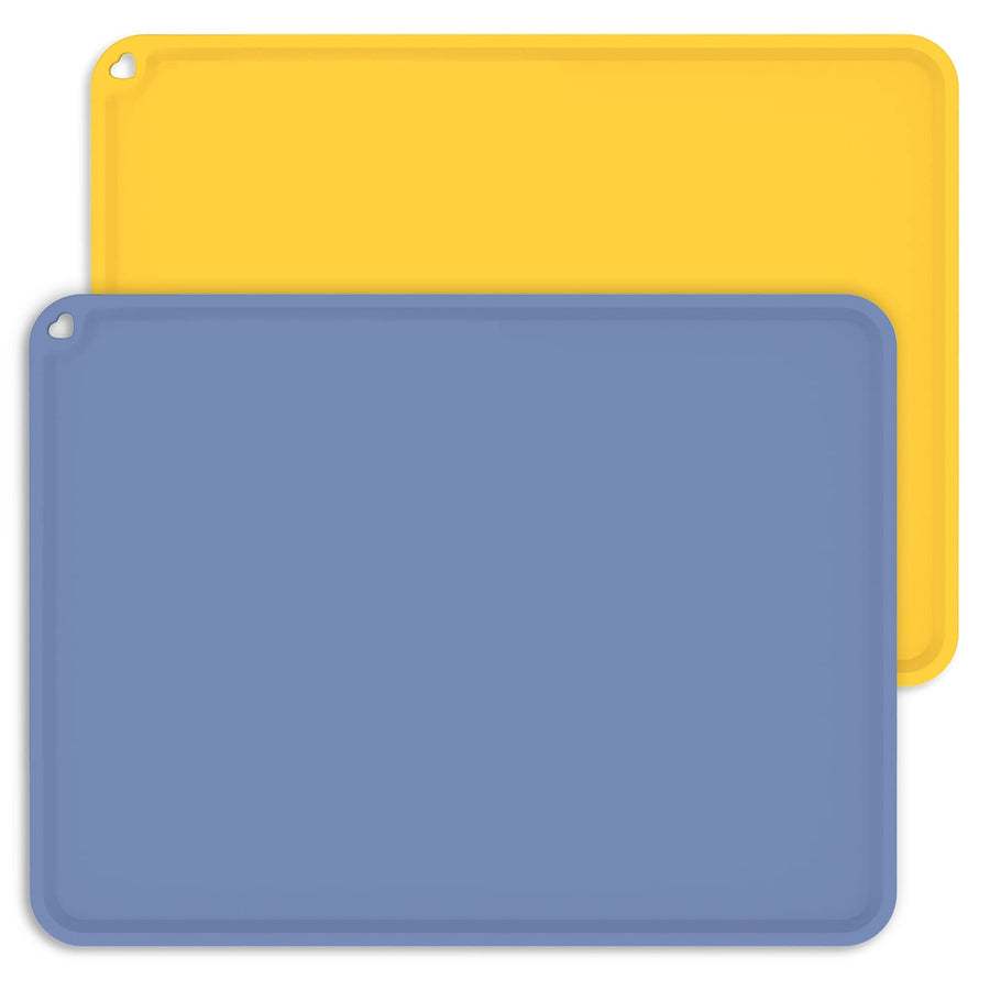 Toddler Silicone Placemat,Kids Placemat for Dining Table Toddlers Food Mats at Restaurants Suction,Silicone Baby Placemats Travel Kids Eating Mats Non Slip,Washable,Durable,2 Pack (Pink,Yellow)