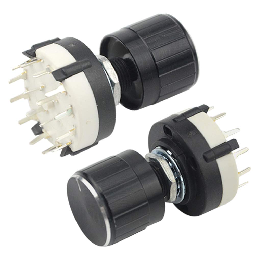 3 PCS RS26 4P12T 4 Pole 12 Position Selectable Band Selector Rotary Switch with Knob