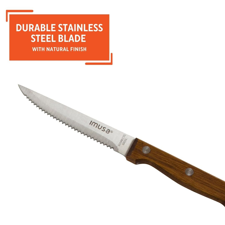 IMUSA 4pc Stainless Steel Steak Knife Set with Wood Handle