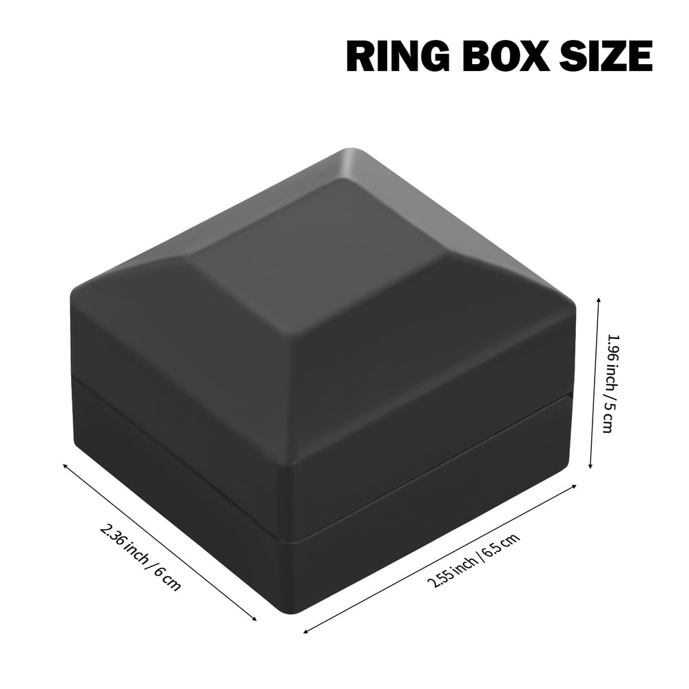 2 Pieces Ring Earring Gift Box with LED light, Elegant Velvet Ring Case Jewelry Display for Proposal, Engagement, Wedding, Gift (Black)