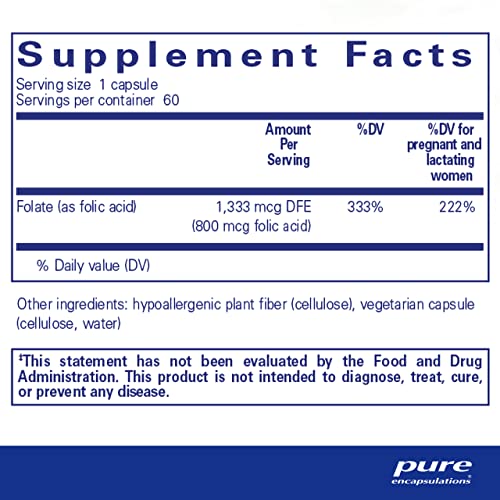 Folic Acid | Hypoallergenic Dietary Supplement | 60 Capsules