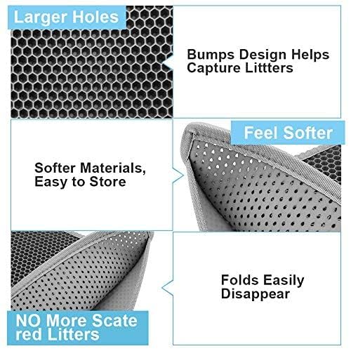 Small Cat Litter Box Mat: Easy Clean Cat Litter Mat for Floor, Kitty Scratch Cute Pad (15x24 Inch Grey)