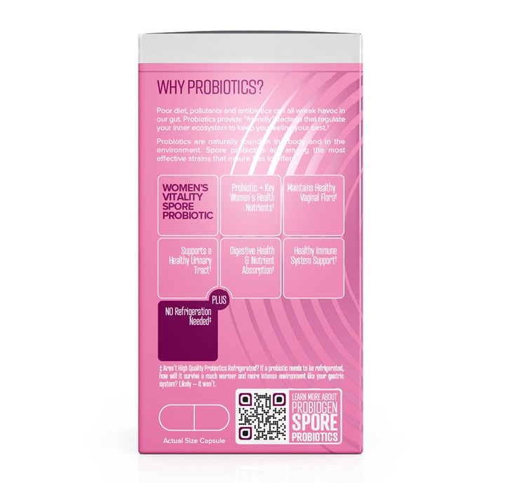 Women’s Daily Supplement, Vitality Probiotic Smart Spore Technology, White, 60 Count
