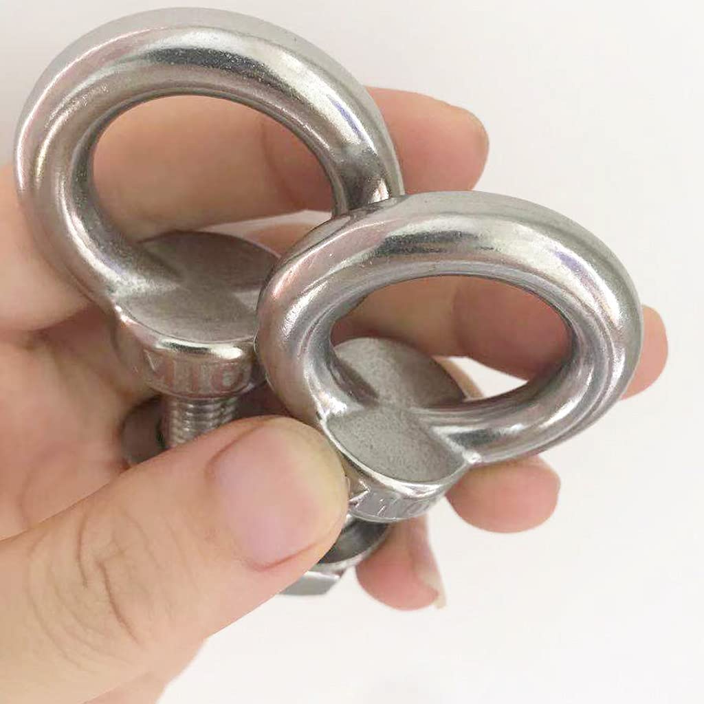 Stainless Steel Eye Bolts, 4 Pack M10 Shoulder Eye Bolt 1.2 Heavy Duty EyeBolts Screws in Eye Hooks with Washer and Nuts for Lifting Ring Eyebolt Thread Length 30mm