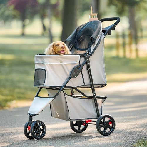 Stroller, Includes 360 Degree Front Wheel Swivel, Rear Wheel Breaks, Reflective Trim, Mesh Panels, Umbrella and Mesh Canopy, Khaki