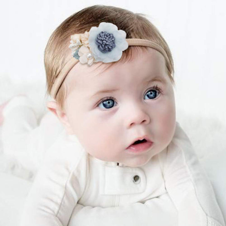 4pcs Baby Girl Headbands Flowers, Super Soft & Stretchy Nylon Floral Hairbands for Newborn Toddler