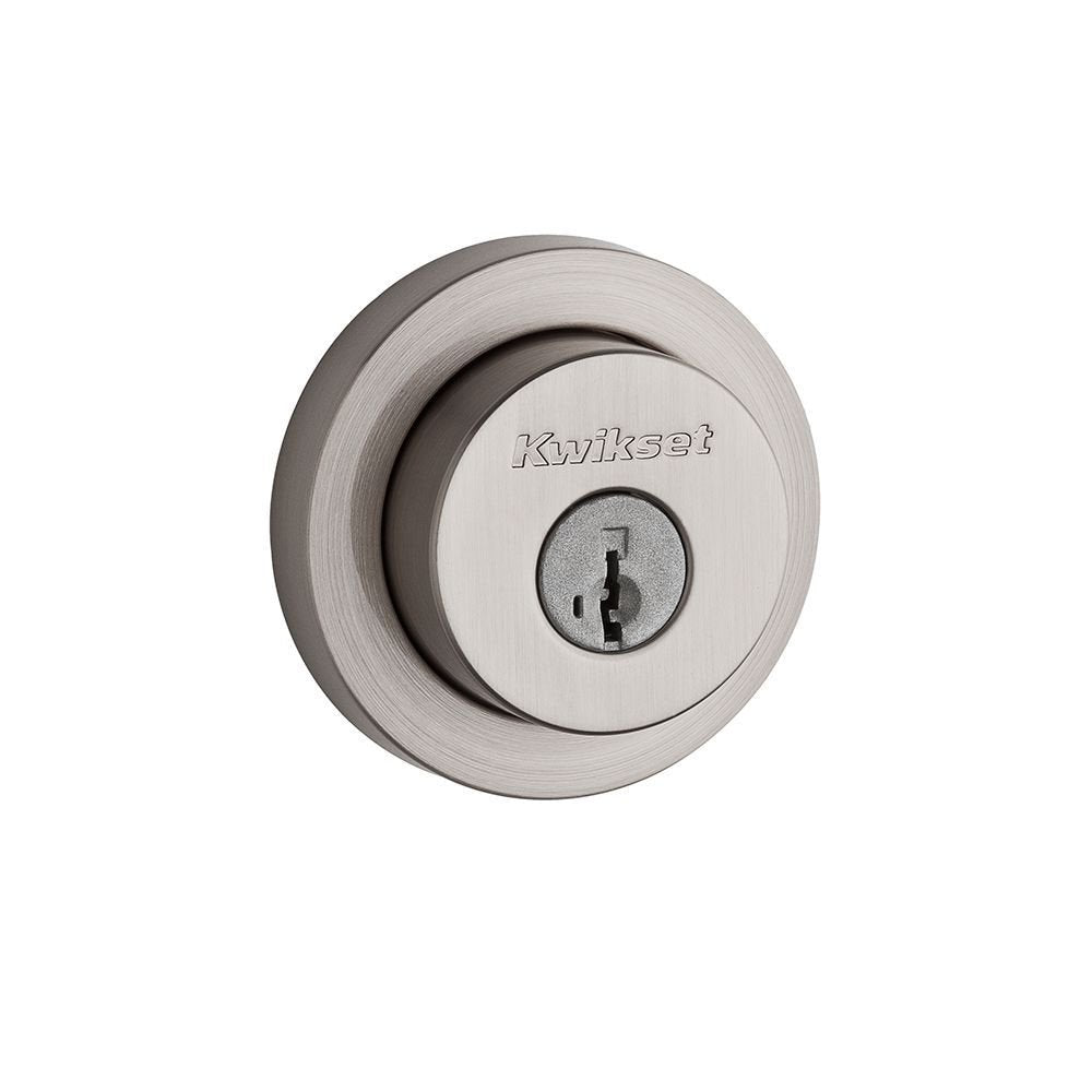 Milan Deadbolt Lock, Satin Nickel Round Exterior Keyed Front Entry Door, Pick Resistant SmartKey Rekey Security, Single Cylinder Dead Bolt, with Microban Protection