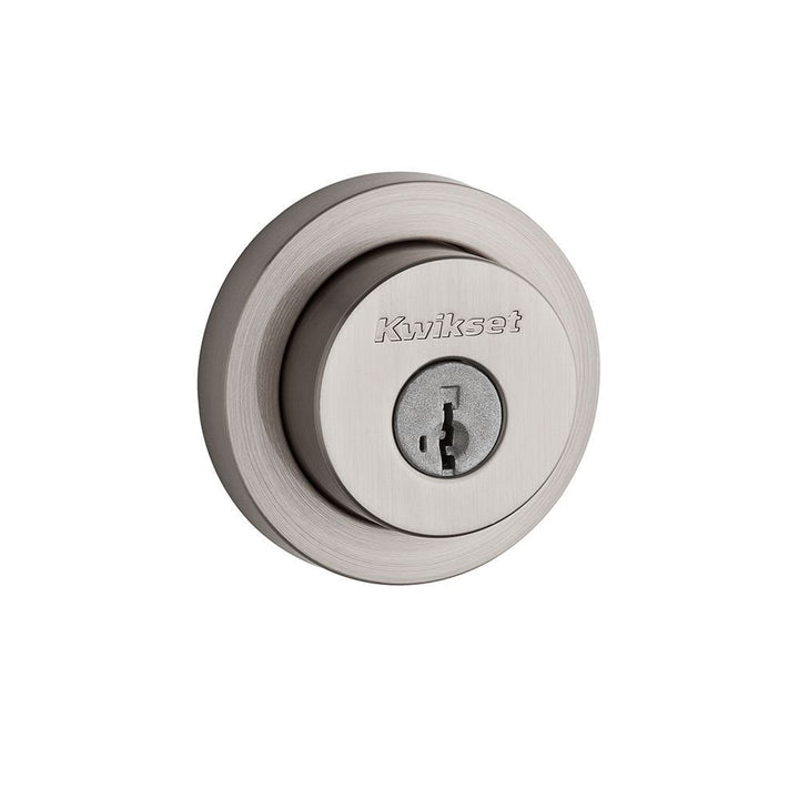 Milan Deadbolt Lock, Satin Nickel Round Exterior Keyed Front Entry Door, Pick Resistant SmartKey Rekey Security, Single Cylinder Dead Bolt, with Microban Protection