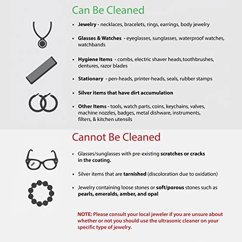 Professional Ultrasonic Jewelry Cleaner with Digital Timer and 20 oz Stainless Steel Tank for Eyeglasses, Rings, Earrings, Coins, Tools, Dentures, Hygiene Items (MGUC500)