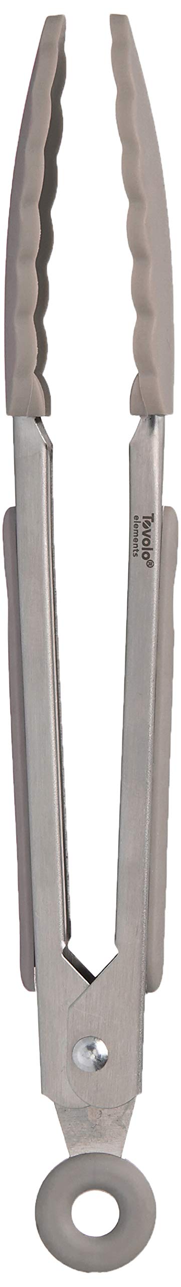 Kitchen Cooking Mini Stainless Steel Tongs 7 with Silicone Grip & Easy Lock Mechanism for Serving, Salad, and Ice, Set of 2, Charcoal & Warm Gray