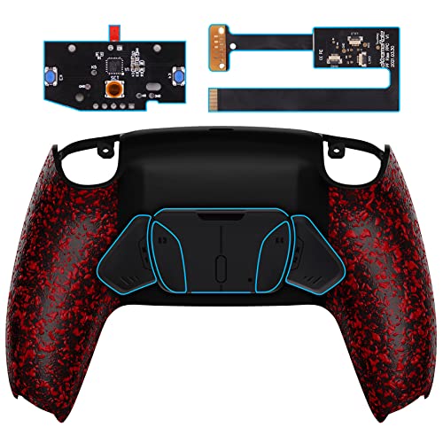 Textured Red Programable RISE4 Remap Kit for PS5 Controller BDM 010 & BDM 020, Upgrade Board & Redesigned Back Shell & 4 Back Buttons for PS5 Controller - Controller NOT Included