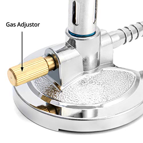Lab Bunsen Burner with Flame Stabilizer and Gas Regulator, Threaded Needle Valve, for Lab Heating & Propane & Natural Gas, Heating Tool