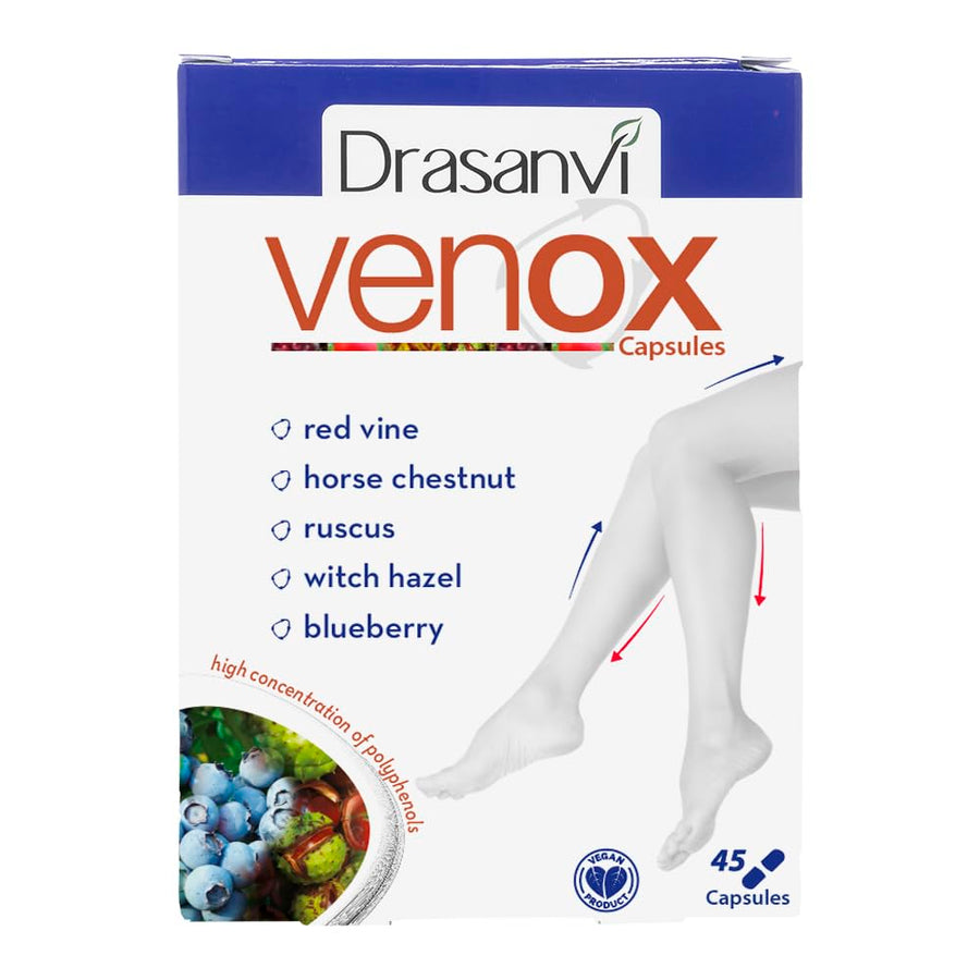VENOX 45 Capsules - Health Care - Vitamins & Dietary Supplements - Vitamins - Multivitamins - Legs - Red Vine - Blueberries - Blackcurrant - Vitamins A, C and E - Gluten Free - Vegan