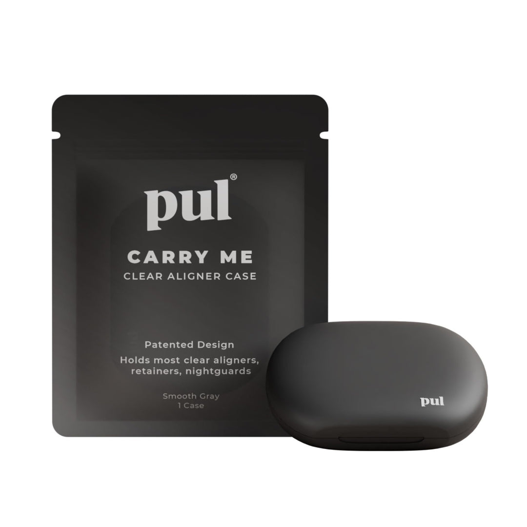 PUL Clear Aligner & Retainer Case | Compatible with Invisalign, Pul Tool, Retainers, Dentures, Mouthguards, Nightguards, & Floss Picks | Secure Magnetic Closure for Slim, Sleek Durable Design - Gray