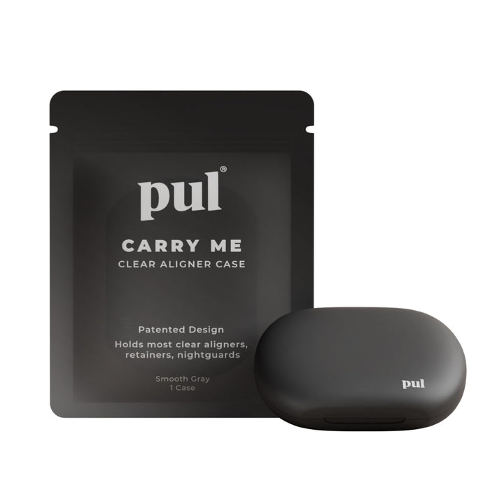 PUL Clear Aligner & Retainer Case | Compatible with Invisalign, Pul Tool, Retainers, Dentures, Mouthguards, Nightguards, & Floss Picks | Secure Magnetic Closure for Slim, Sleek Durable Design - Gray