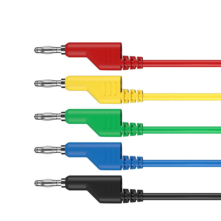 5pcs 4mm Banana Plug to Banana Plug Test Leads Stackable Soft Electrical Test Cable Line Wire 3.3ft/1m for Multimeter 1000V J.70054
