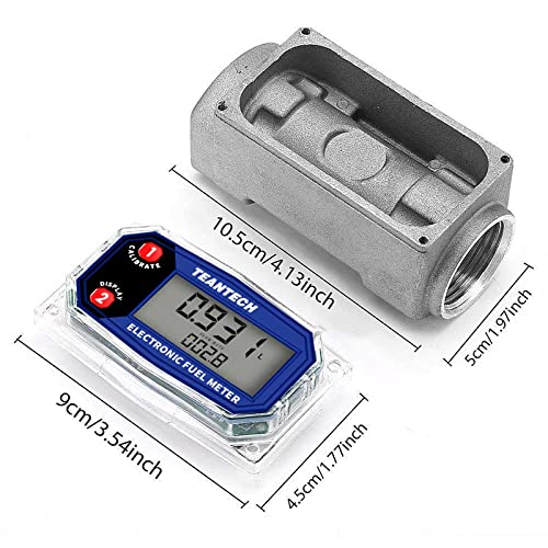 Digital Turbine Flow Meter Digital LCD Display with NPT Counter Gas Oil Fuel Flowmeter for Measure Diesel Kerosene Gasoline (1 Inch)