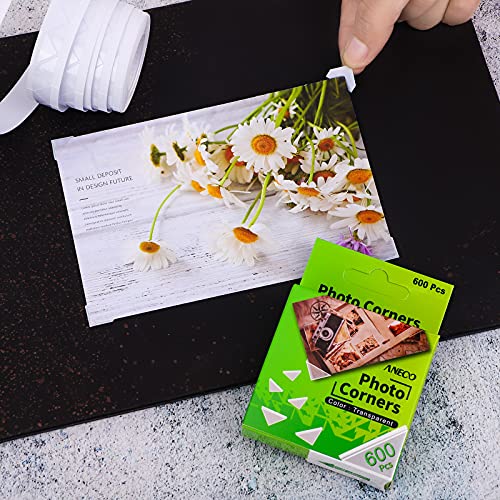 600 Pieces Clear Self-Adhesive Picture Mounting Corner Stickers Transparent Acid-Free Photo Mounting Corners for Scrapbooking Diary Journal