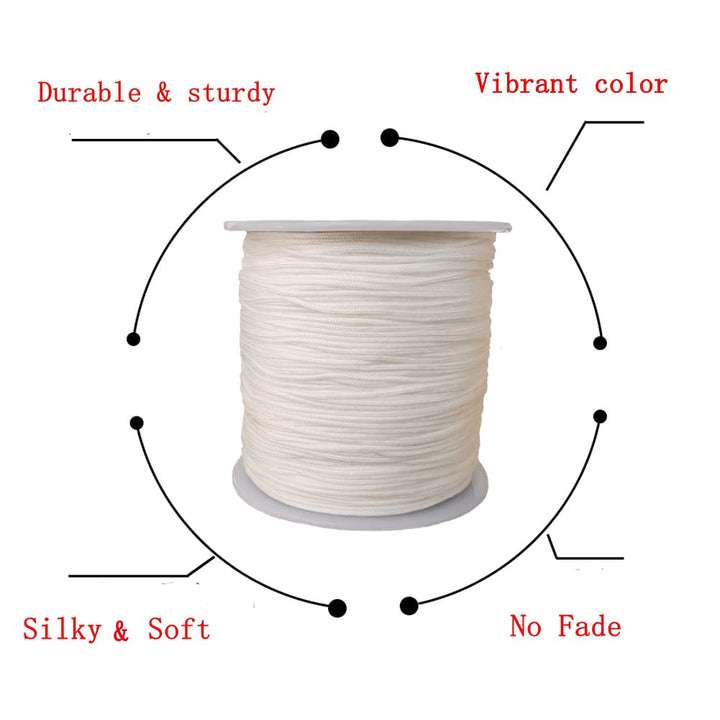 Xiezyu 109 Yards 0.8 mm Nylon Cord Thread Beading String for Macrame Bracelets Chinese Knotting,Necklaces,Pendant,Jewelry Making (White)