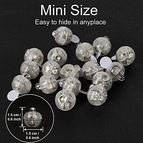 100pcs LED Balloon Light Mini Round Balls Lights, Waterproof Tiny Led Light Long Standby Time Lights for Balloon Paper Lantern Easter Eggs Birthday Party Wedding Halloween Christmas Decoration