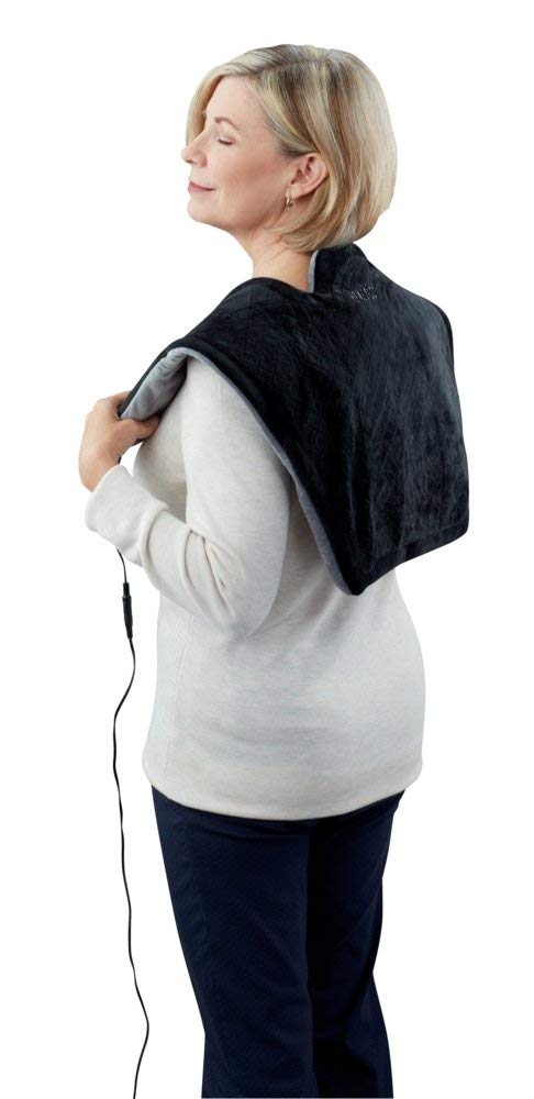 Comfort Pro Elite Heated Vibrating Massage Wrap Adjustable Intensity, Soft Fabric, Tension Relief Heat Therapy Heated Shoulder Massage, Relieves Neck, Upper Back & Shoulders (Short)