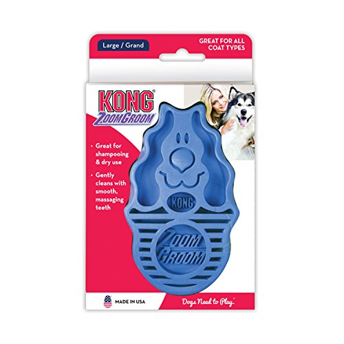 - ZoomGroom - Dog Brush for Grooming and Shampooing - Blue Brush for Large Dogs