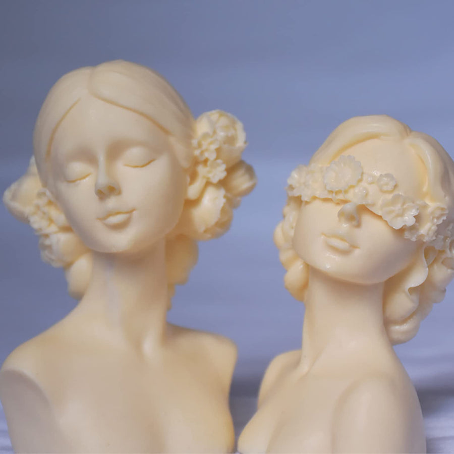 2 Pack Braid Girl Shape Portrait Candle Mold Girl Silicone Mold for Candles Body Resin Mold Portrait Silicone Mold Resin Mold DIY Aromatherapy Decoration Mold Candle Making Molds Body Mold