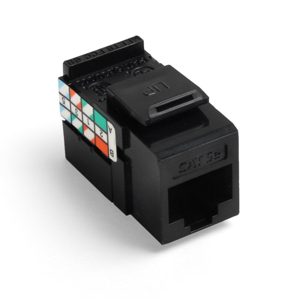 Leviton 5G108-RE5 GigaMax 5E QuickPort Connector, Cat 5E, Black, 1 Pack