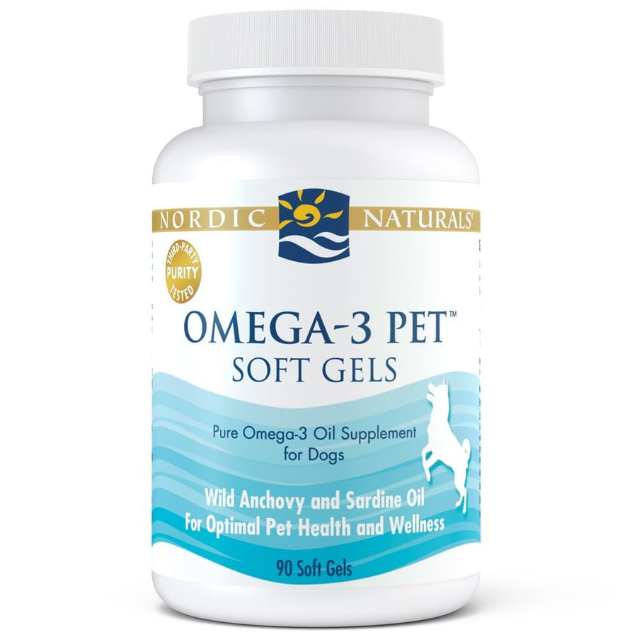 Omega-3 Pet, Unflavored - 90 Soft Gels - 330 mg Omega-3 Per Soft Gel - Fish Oil for Dogs with EPA & DHA - Promotes Heart, Skin, Coat, Joint, & Immune Health