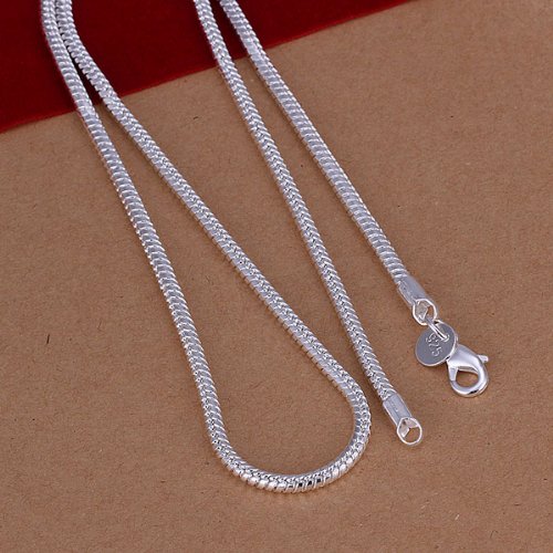 Sterling Silver Snake Chain Necklace, 24Inches, 3MM, Unisex