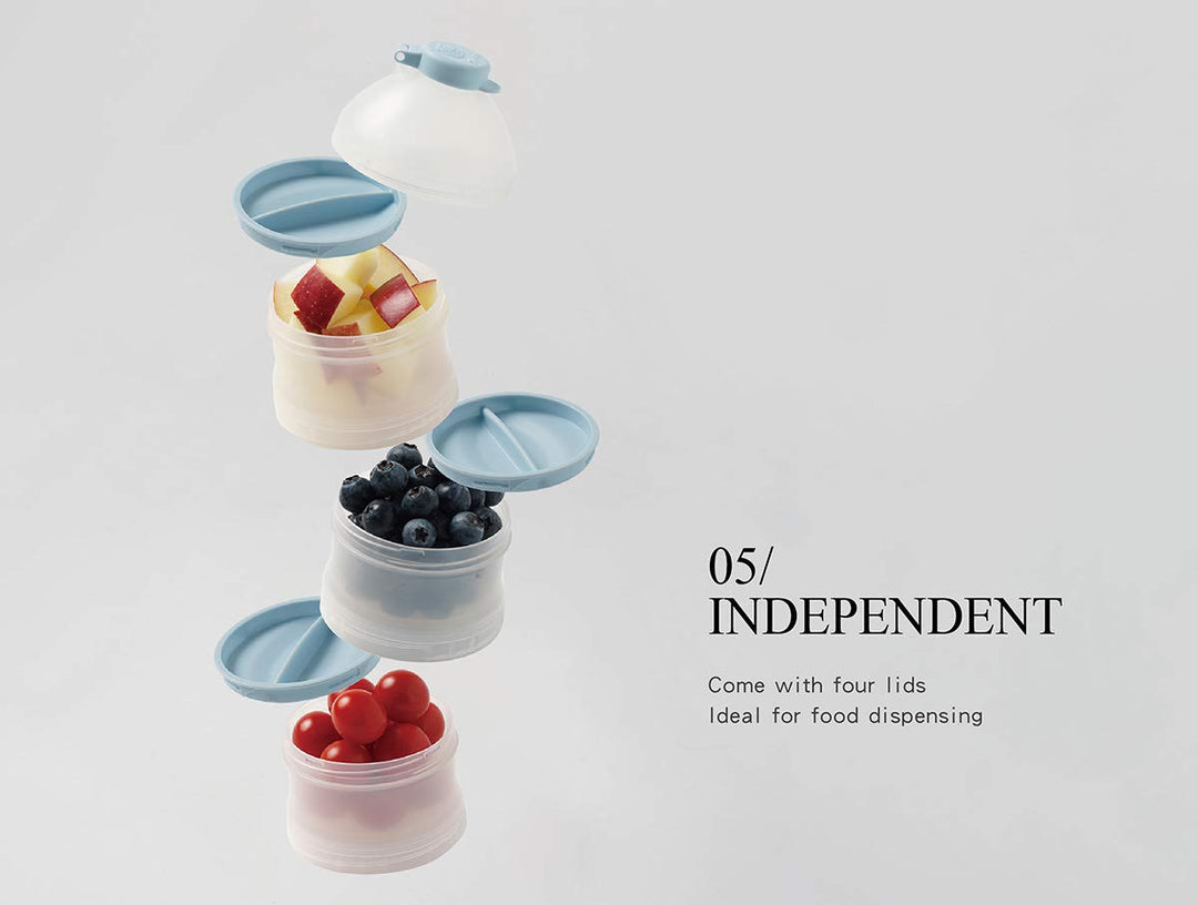 Twist-Lock Stackable Milk Powder Formula Dispenser and Snack Storage Containers, Blue (BPA Free)