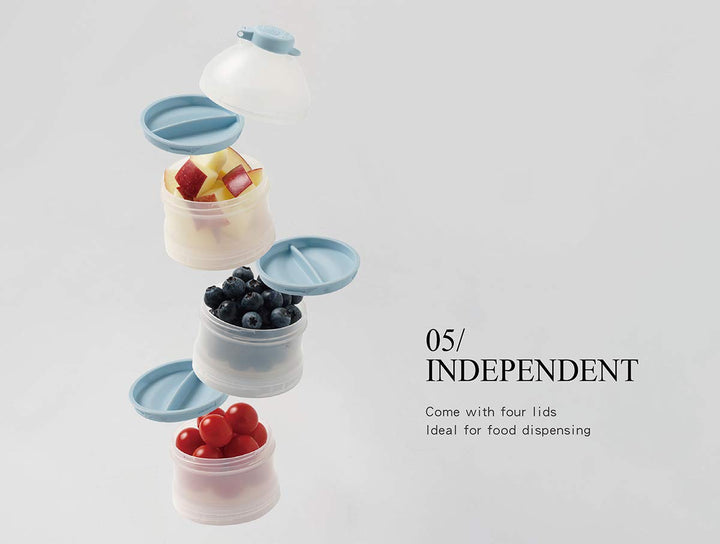 Twist-Lock Stackable Milk Powder Formula Dispenser and Snack Storage Containers, Blue (BPA Free)