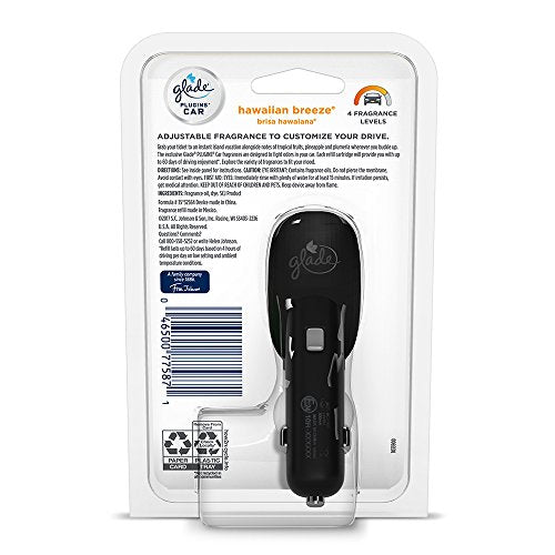 Glade PlugIns Car Air Freshener Starter Kit, Hawaiian Breeze, 0.11 Fl Oz