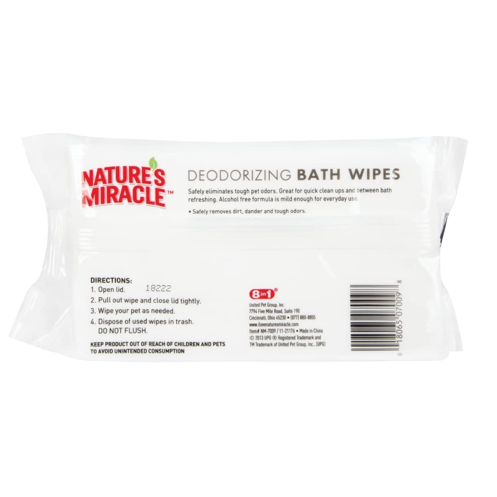 Nature's Miracle Deodorizing Bath Wipes for Dogs