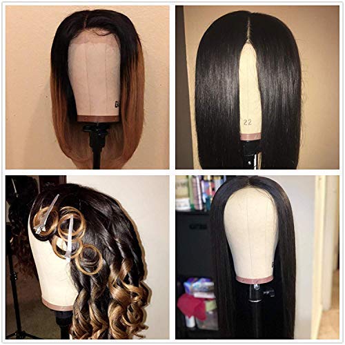 GEX 24 Canvas Cork Wig Block Mannequin Head for Wig Making Drying Styling Display with Table C Clamp Stand Holder (Light Brown 24)