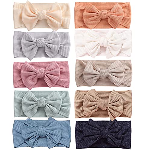 Baby Girls Headbands with Bows Handmade Hair Accessories Stretchy Hairbands for Newborn Infant Toddler Baby Essentials (Figure 10pcs)