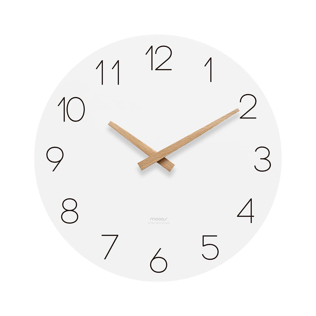 Flatwood Wall Clock,12 Wood Wall Clock Non-Ticking Sweep Movement Decorative Wall Clock Battery Operated Wall Clock for Home Living Room Kitchen Bedroom Office School (Wood)
