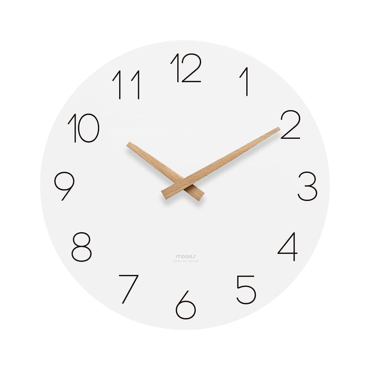 Flatwood Wall Clock,12 Wood Wall Clock Non-Ticking Sweep Movement Decorative Wall Clock Battery Operated Wall Clock for Home Living Room Kitchen Bedroom Office School (Wood)