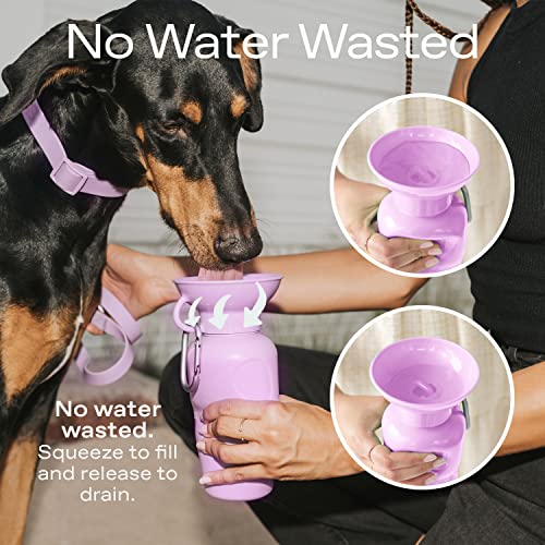 Dog Water Bottle | Portable Travel Water Bottle Dispenser for Dogs | Dog Gift Seen on Oprah's Favorite Things, Shark Tank | Leak-Proof Bottles Fill Bowl with Water | BPA-Free 22oz Indigo