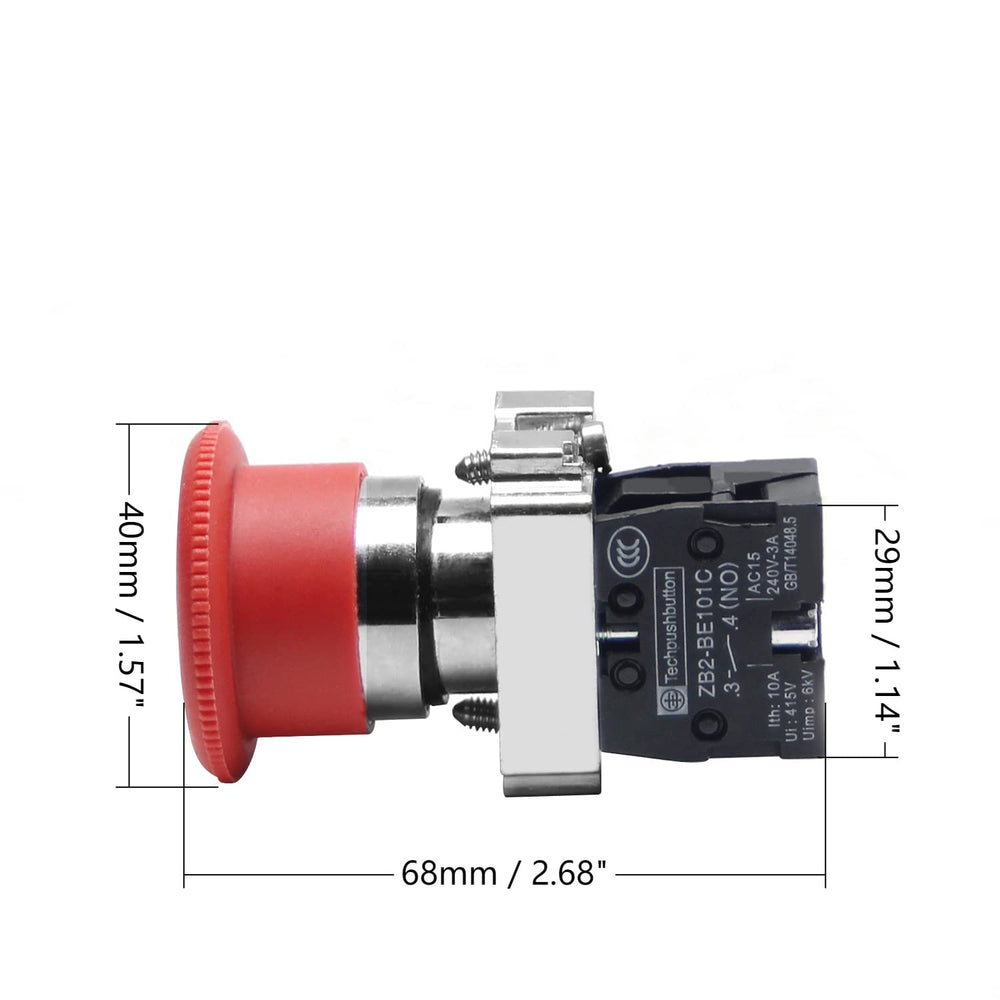 22mm Red Mushroom Emergency Stop Push Button Switch 660V 10A Self-Locking 1NO NC Emergency Stop Switch LAY7