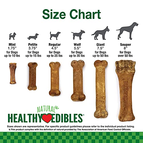 Healthy Edibles Natural Dog Chews Long Lasting Roast Beef, Chicken & Bacon Flavor Treats for Dogs, Small/Regular (3 Count)