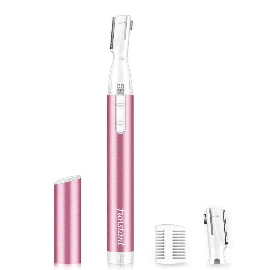 Upgraded Eyebrow Trimmer, Precision Electric Eyebrow Razor for Women Battery-Operated Facial Hair Remover with Comb No Pulling Sensation Painless for Face Chin Neck, Upper-Lip, Peach-Fuzz