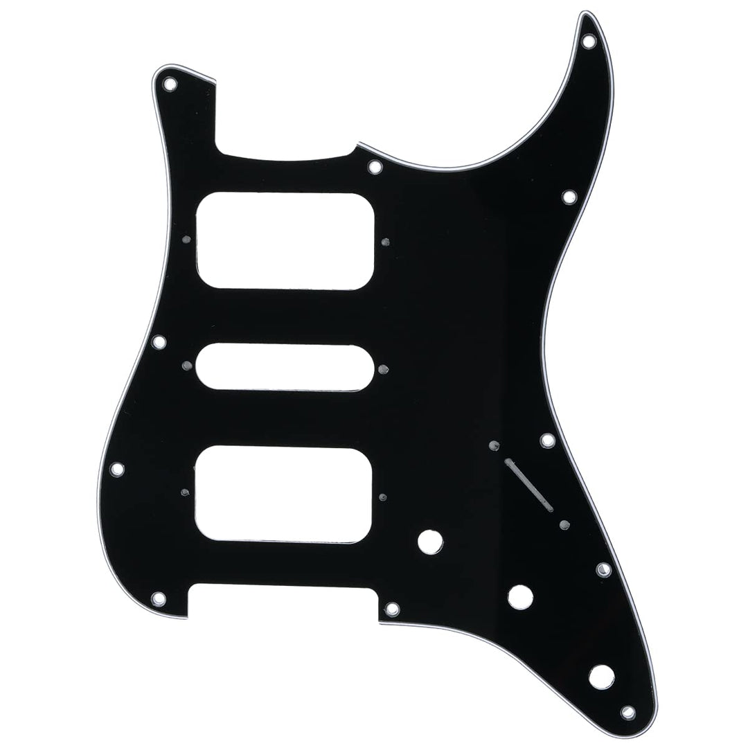 Pro 11 Holes Round Corner HSH Strat Pickguard for American/Mexican Fender Standard Stratocaster Electric Guitar, 3Ply Black