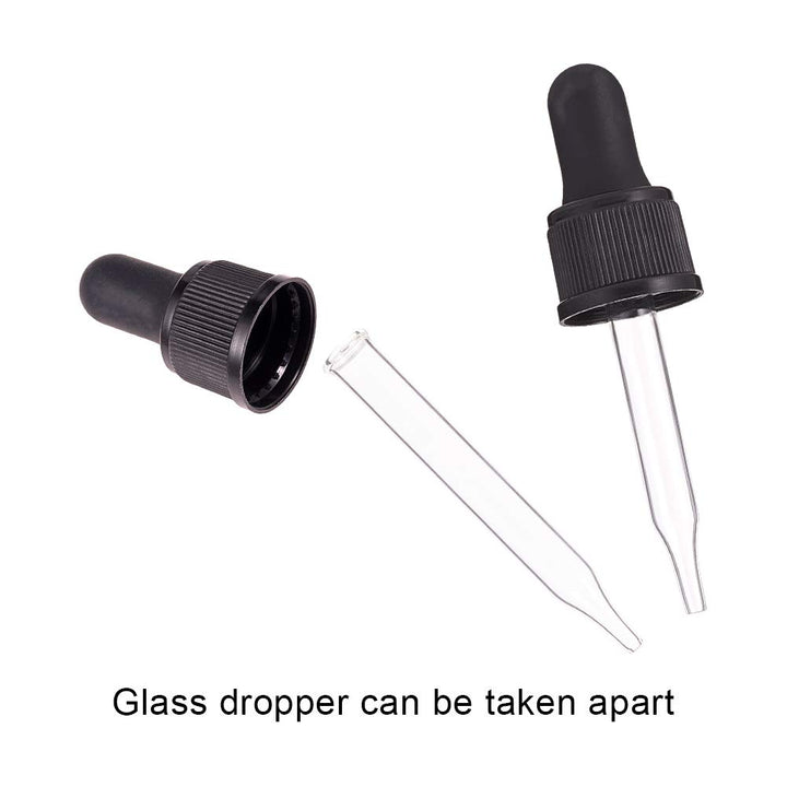 Set of 12, Glass Eye Droppers for Essential Oil 15ml (1/2 Ounce) Pressure Rotating Cover Oil Droppers Pipettes Roller Tops for Essential Oil Bottles