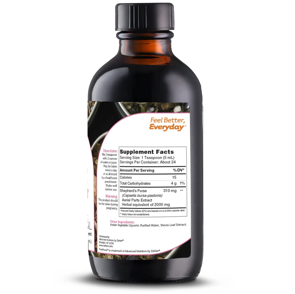 PurePurse, Liquid Sheperd’S Purse which Helps Reduce staining, All Natural Liquid Menstrual Support Formula, Certified Kosher,4oz