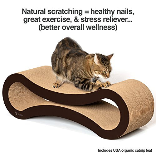 Ultimate Cat Scratch Lounge, Cat Scratchers for Indoor Cats, Reversible & Durable, Made from Recycled Corrugated Cardboard, Walnut Brown