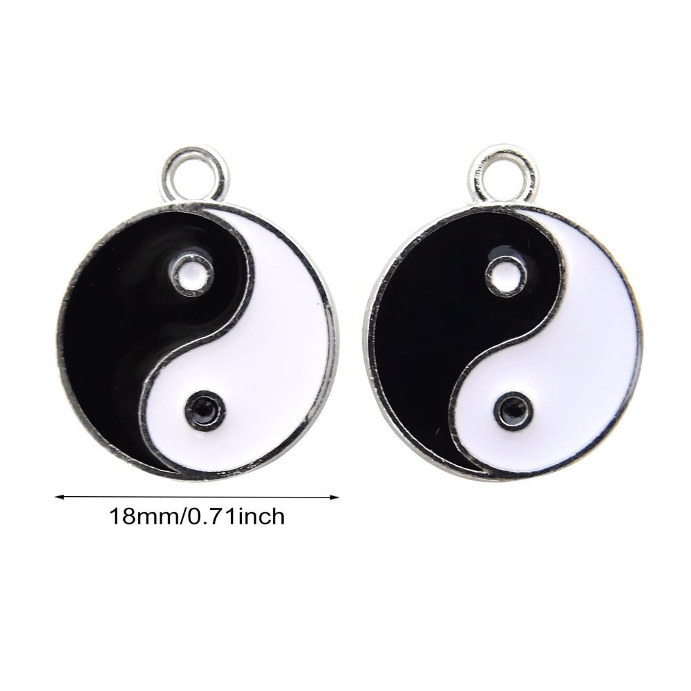 20pcs Double Sided Enamel Alloy Gossip Pattern Yin Yang Charms Pendant, Yoga Meditation Pendants, for Earrings Necklace Bracelet Jewelry Making and DIY Crafts