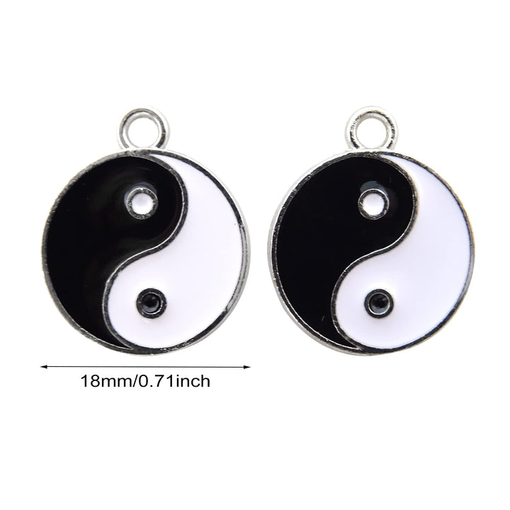 20pcs Double Sided Enamel Alloy Gossip Pattern Yin Yang Charms Pendant, Yoga Meditation Pendants, for Earrings Necklace Bracelet Jewelry Making and DIY Crafts